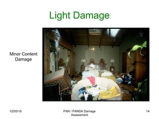 Light Damage
12/05/16 PAN / PANDA Damage
Assessment
14
Minor Content
Damage
 