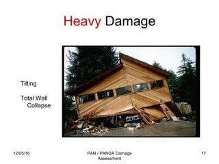 12/05/16 PAN / PANDA Damage
Assessment
17
Heavy Damage
Tilting
Total Wall
Collapse
 