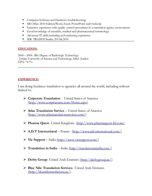 translator cv