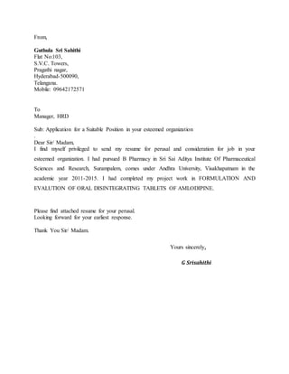 Pursued Resume Example sri sahithi | DOCX