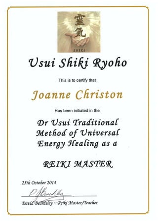 Reiki Master Certificate