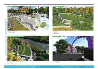 THE BLUE EDGE: RECONNECTING THE FORGOTTEN RIVER MACHAKOS TOWN, KENYA Page 46 of 51
• Slope management
• Aesthetic character
• Safety Bollards
• Grass variety for aesthetics and suit activities
• Green roof
• Aestheti planting
• Wind chimneys
• Proper signage
• Aesthetic lighting
• Green roof
• Lake views
• Lake breezes
• Sitting terraces
GABIONS
MEADOW AND GREEN ROOF
SHOPS AND STORES
E N T R A N C E
6.7Perspectiveviewsofselectedspaces
 
