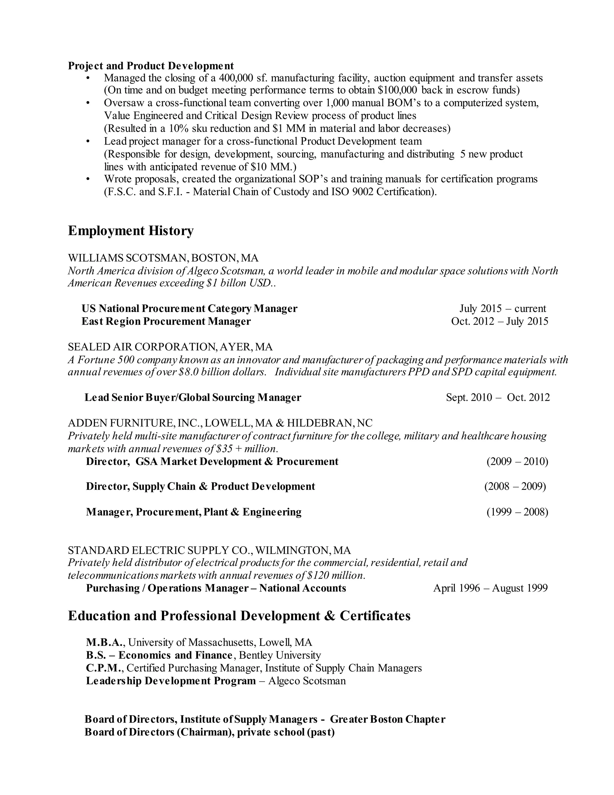 2016 Procurement and SCM resume - 2016 Procurement And SCM Resume 2 2048 