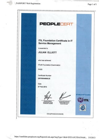 ITIL Foudation Certificate
