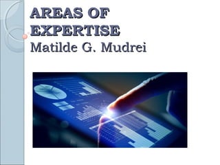 AREAS OFAREAS OF
EXPERTISEEXPERTISE
Matilde G. MudreiMatilde G. Mudrei
 