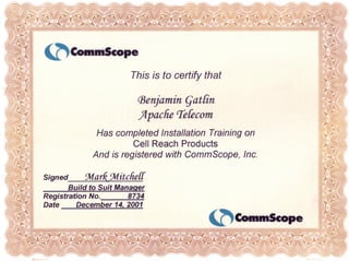 Commscope Cert. 2001