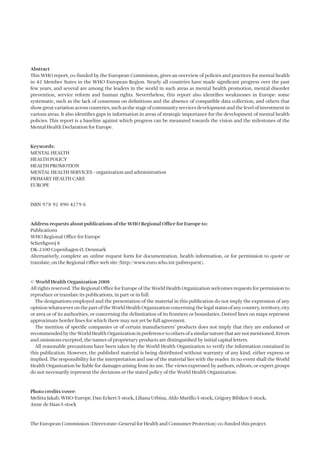 Policies and practices for mental health in Europe 2008 1st Edition ...