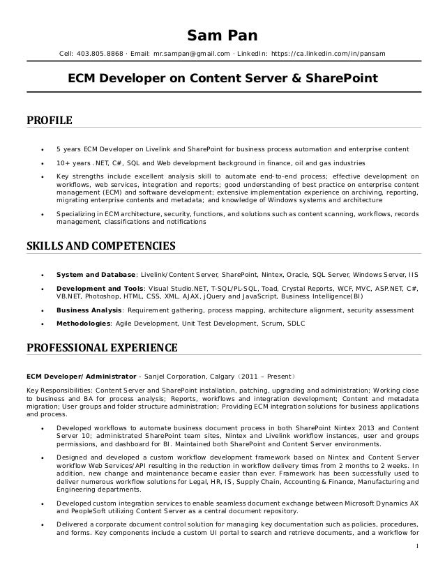 resume on ecm tools resume on ecm tools