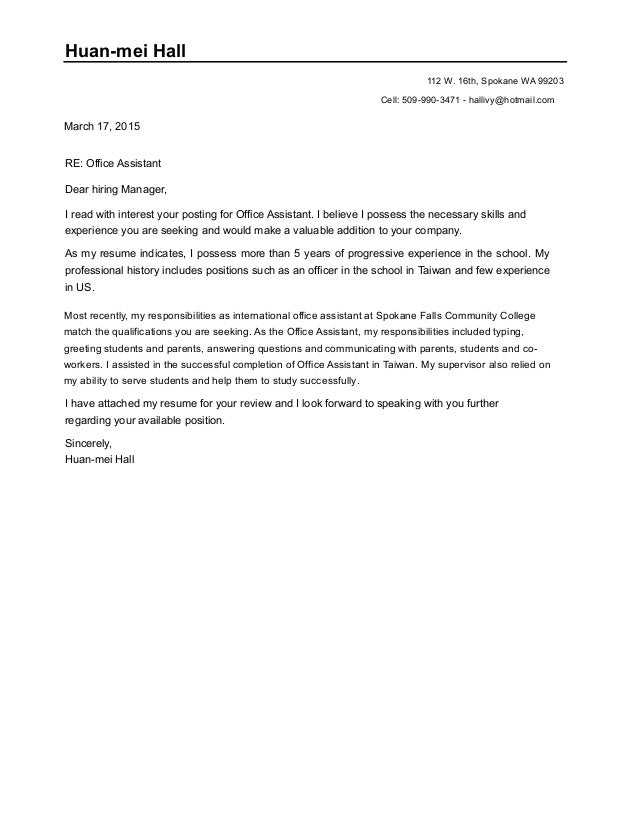 cover letter for office assistant doc cover letters for office assistant