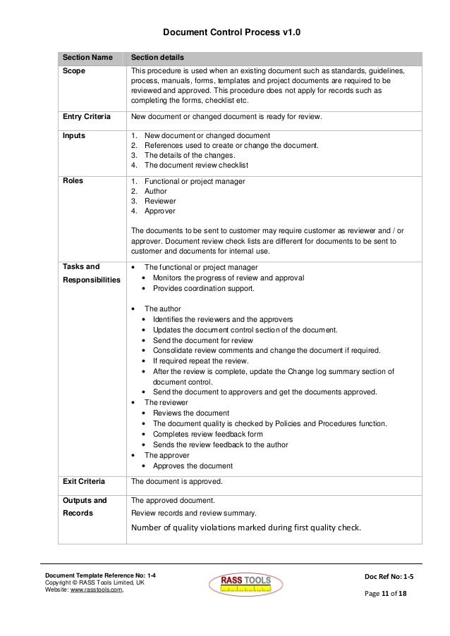 quality control document template