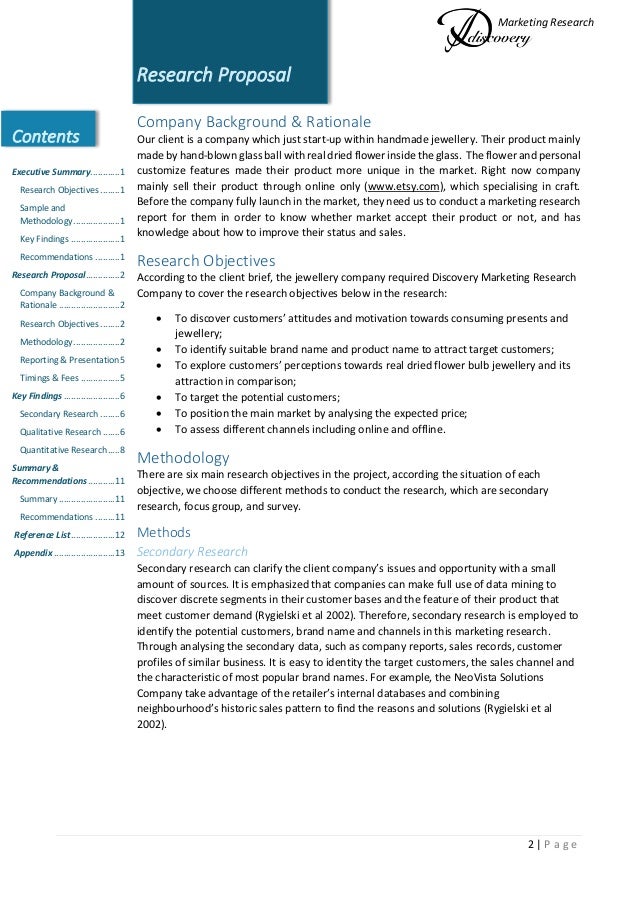 how to write a marketing research proposal