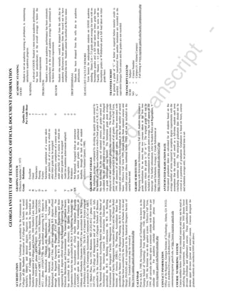 GEORGIAINSTITUTEOFTECHNOLOGYOFFICIALDOCUMENTINFORMATION
ACCREDITATION
CALENDAR
CONTACTINFORMATION
COURSENUMBERINGSYSTEM
GRADINGSYSTEM
GradeDefinitionQualityPoints
PerCreditHour
GRADEPOINTAVERAGE
GRADESUBSTITUTION
ANTICIPATEDGRADUATIONDATE
ACADEMICSTANDING
TRANSFERCREDIT
TRANSCRIPTLEGEND
ACCREDITATION
GRADEPOINTAVERAGEGRADEPOINTAVERAGE
 