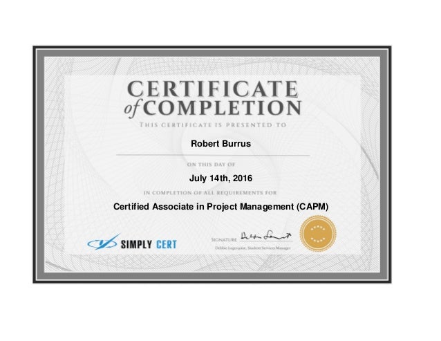 certificate of completion project management certificate for completion of project