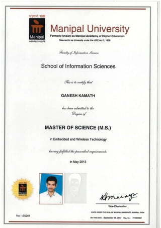 MS Degree Certificate | PDF | Education