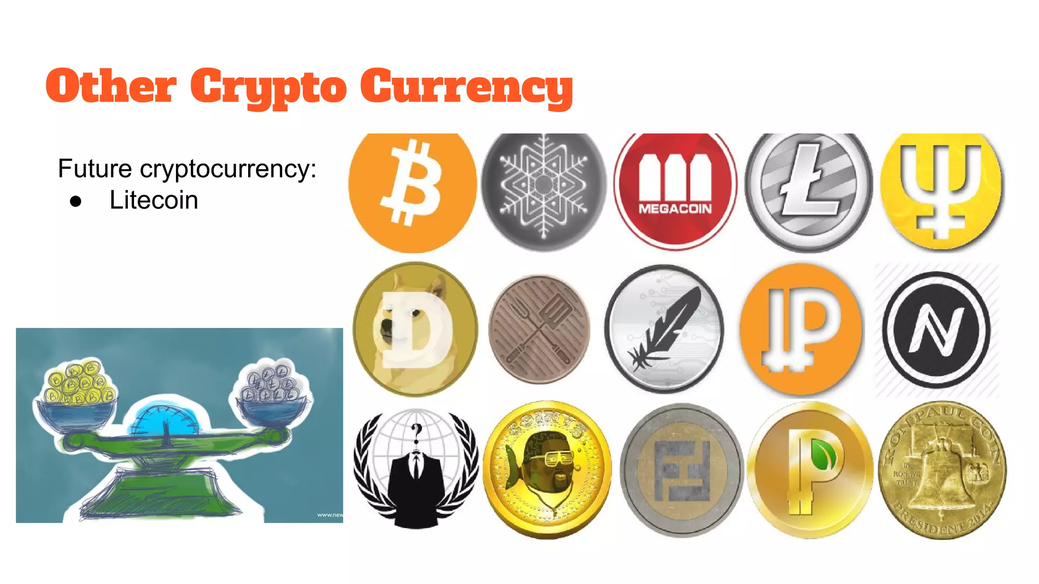 Other Crypto Currency
Future cryptocurrency:
● Litecoin
 