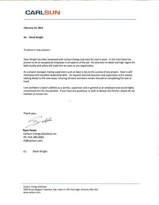 Dave Wright Reference Letter 1