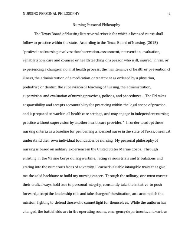 personal nursing philosophy essay