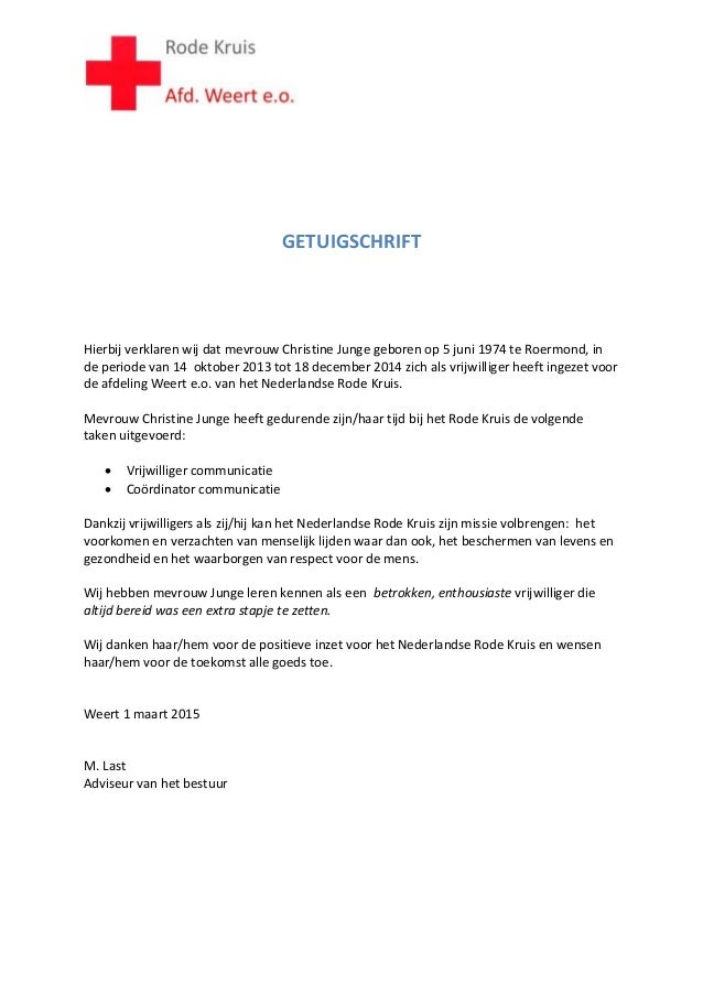 C.Junge getuigschrift