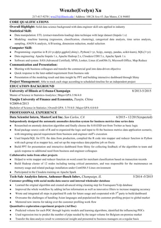 Wenzhe Xu (Evelyn) Resume for Data Science | PDF