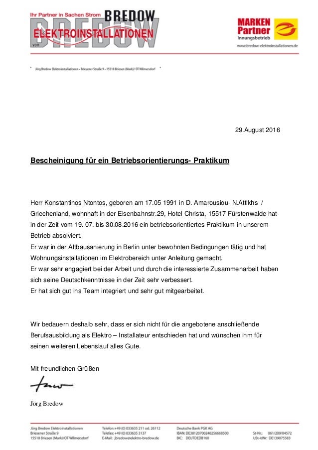 Beurteilung - Elektroinstalationen Bredow