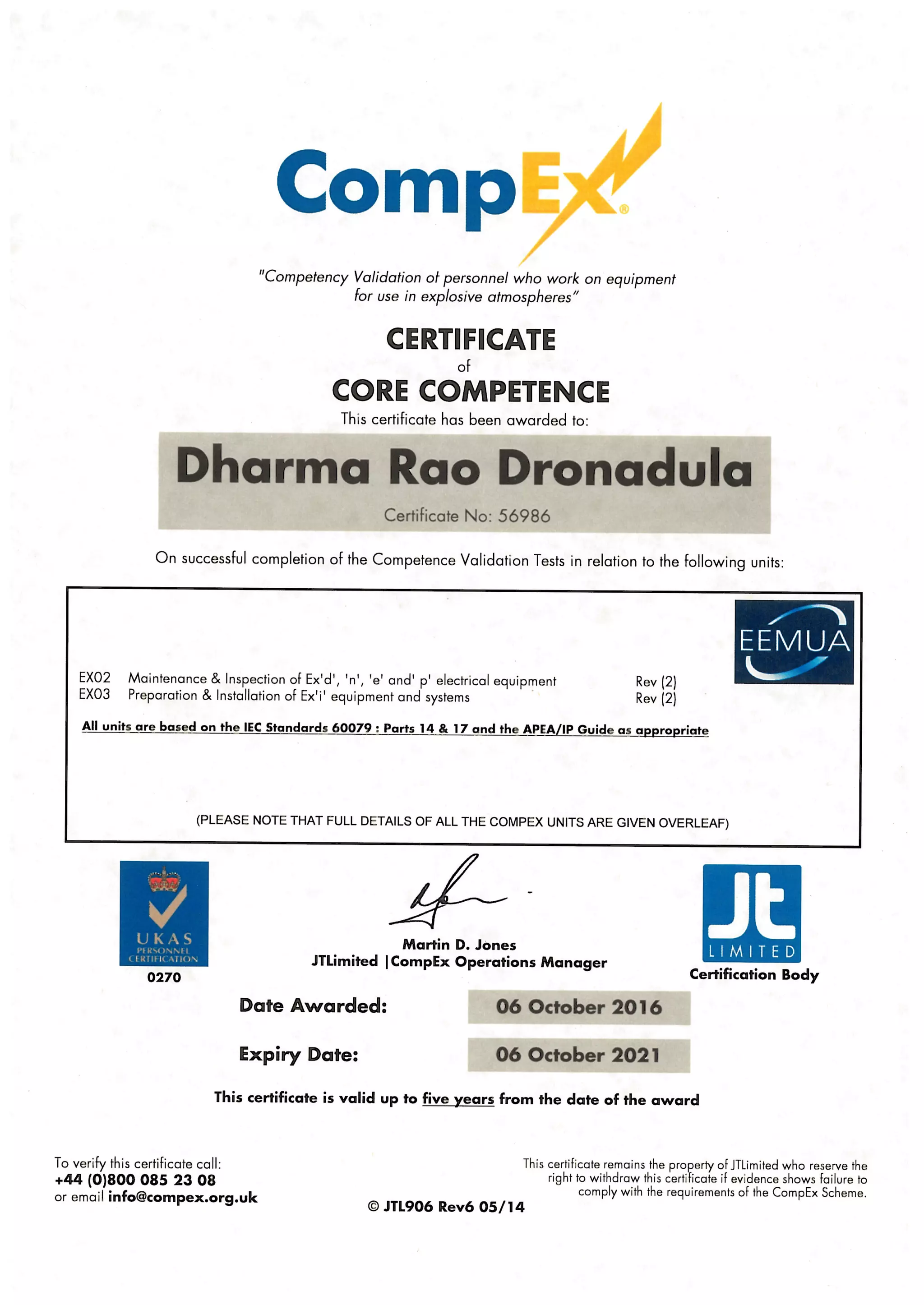 Dharma Rao Dronadula Compex Cert 2016 Pdf