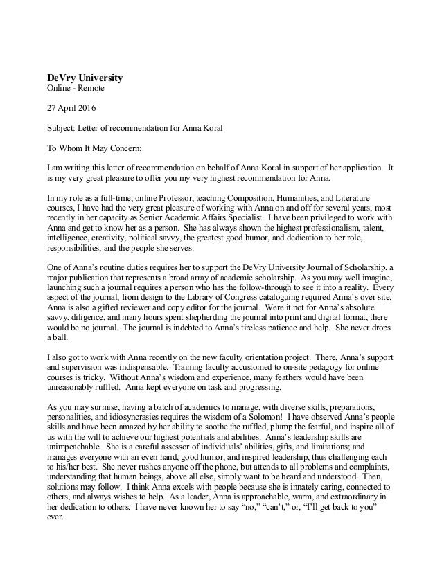 judy letter of recommendation anna koral online letter of recommendation