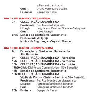 76ª Semana Eucarística - Paróquia São Benedito