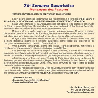 76ª Semana Eucarística - Paróquia São Benedito