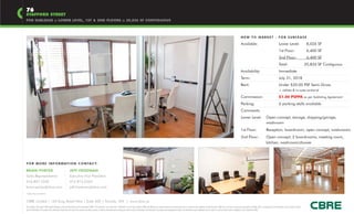 76
STAFFORD STREET
FOR SUBLEASE :: LOWER LEVEL, 1ST & 2ND FLOORS :: 20,826 SF CONTIGUOUS



                                                                                                                                                                                                                                                                                                                                                          NEW TO MARKET - FOR SUBLEASE

                                                                                                                                                                                                                                                                                                                                                          Available:                                                   Lower Level:                            8,026 SF
                                                                                                                                                                                                                                                                                                                                                                                                                       1st Floor:                              6,400 SF
                                                                                                                                                                                                                                                                                                                                                                                                                       2nd Floor:                              6,400 SF
                                                                                                                                                                                                                                                                                                                                                                                                                       Total:                                 20,826 SF Contiguous
                                                                                                                                                                                                                                                                                                                                                          Availability:                                                Immediate
                                                                                                                                                                                                                                                                                                                                                          Term:                                                        July 31, 2018
                                                                                                                                                                                                                                                                                                                                                          Rent:                                                        Under $20.00 PSF Semi-Gross
                                                                                                                                                                                                                                                                                                                                                                                                                       + utilities & in-suite janitorial

                                                                                                                                                                                                                                                                                                                                                          Commission:                                                  $1.00 PSFPA as per Sublisting Agreement
                                                                                                                                                                                                                                                                                                                                                          Parking:                                                     6 parking stalls available
                                                                                                                                                                                                                                                                                                                                                          Comments:
                                                                                                                                                                                                                                                                                                                                                          Lower Level:                             Open concept, storage, shipping/garage,
                                                                                                                                                                                                                                                                                                                                                                                                   washroom
                                                                                                                                                                                                                                                                                                                                                          1st Floor:                               Reception, boardroom, open concept, washrooms
                                                                                                                                                                                                                                                                                                                                                          2nd Floor:                               Open concept, 2 boardrooms, meeting room,
                                                                                                                                                                                                                                                                                                                                                                                                   kitchen, washroom/shower




F O R M O R E I N F O R M AT I O N C O N TA C T:

BRIAN PORTER                                                         JEFF FRIEDMAN
Sales Representative                                                 Executive Vice President
416.847.3242                                                         416.815.2363
brian.porter@cbre.com                                                jeff.friedman@cbre.com
*Sales Representative


CBRE Limited | 145 King Street West | Suite 600 | Toronto, ON | www.cbre.ca
This disclaimer shall apply to CBRE Limited, Brokerage, and to all other divisions of the Corporation (“CBRE”). The information set out herein (the “Information”) has not been verified by CBRE, and CBRE does not represent, warrant or guarantee the accuracy, correctness and completeness of the Information. CBRE does not accept or assume any responsibility or liability, direct or consequential, for the Information or the recipient’s reliance
upon the Information. The recipient of the Information should take such steps as the recipient may deem necessary to verify the Information prior to placing any reliance upon the Information. The Information may change and any property described in the Information may be withdrawn from the market at any time without notice or obligation to the recipient from CBRE.
 