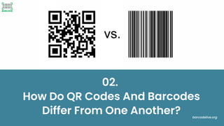 02.
How Do QR Codes And Barcodes
Differ From One Another? barcodelive.org
 