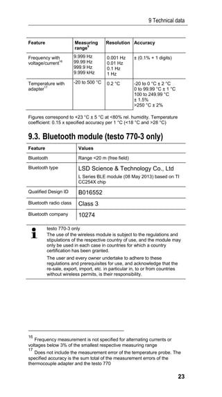 Hướng dẫn sử dụng Testo 770 | PDF