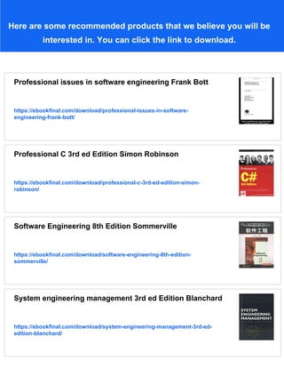 Professional issues in software engineering 3rd ed Edition Frank Bott | PDF