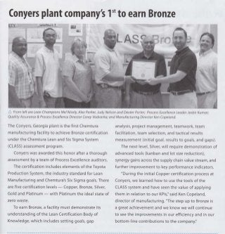 Chemtura Today March-April 2008 - Conyers plant company's 1st to earn Bronze