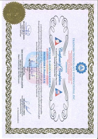 primavera p6 certificate