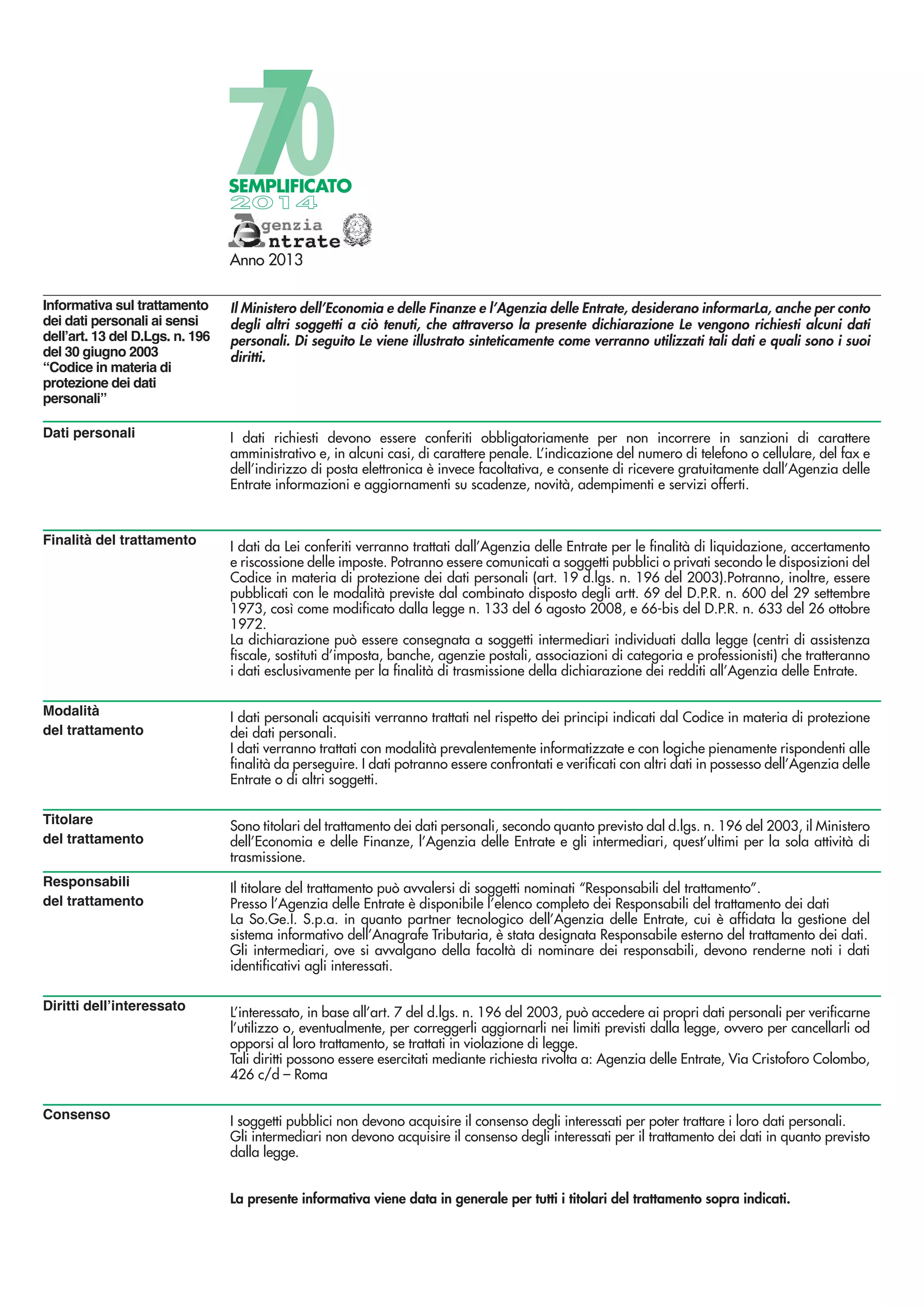 Modello 770 semplificato PDF