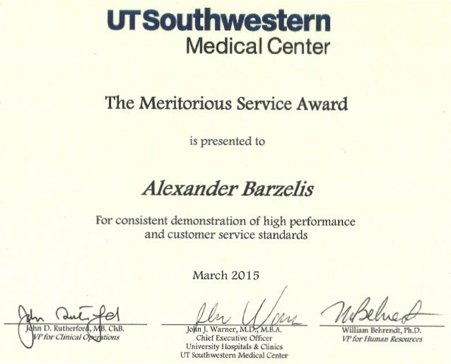 Meritorious Service Medal Certificate