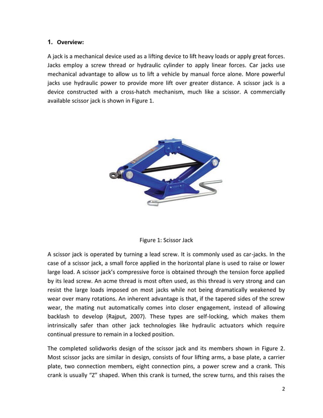 Final Project_ Design and FEM Analysis of Scissor Jack | PDF ...