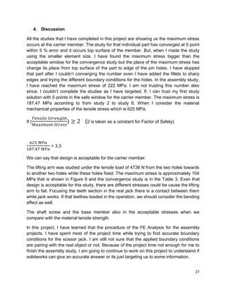 Final Project_ Design and FEM Analysis of Scissor Jack | PDF
