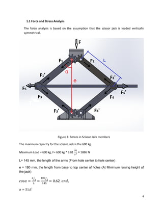 Final Project_ Design and FEM Analysis of Scissor Jack | PDF