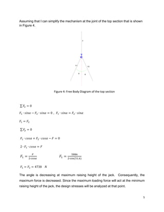 Final Project_ Design and FEM Analysis of Scissor Jack | PDF