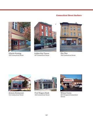 Vilardo Printing  
326 Connecticut Street  
Golden Key Tavern  
367 Connecticut Street  
Phu Thai  
356 Connecticut Street 
Armory Restaurant   
311 Connecticut Street 
First Niagara Bank 
364 Connecticut Street  
Connecticut Street Anchors  
Wilson Farms 
601 Prospect/Connecticut 
Streets 
107
 