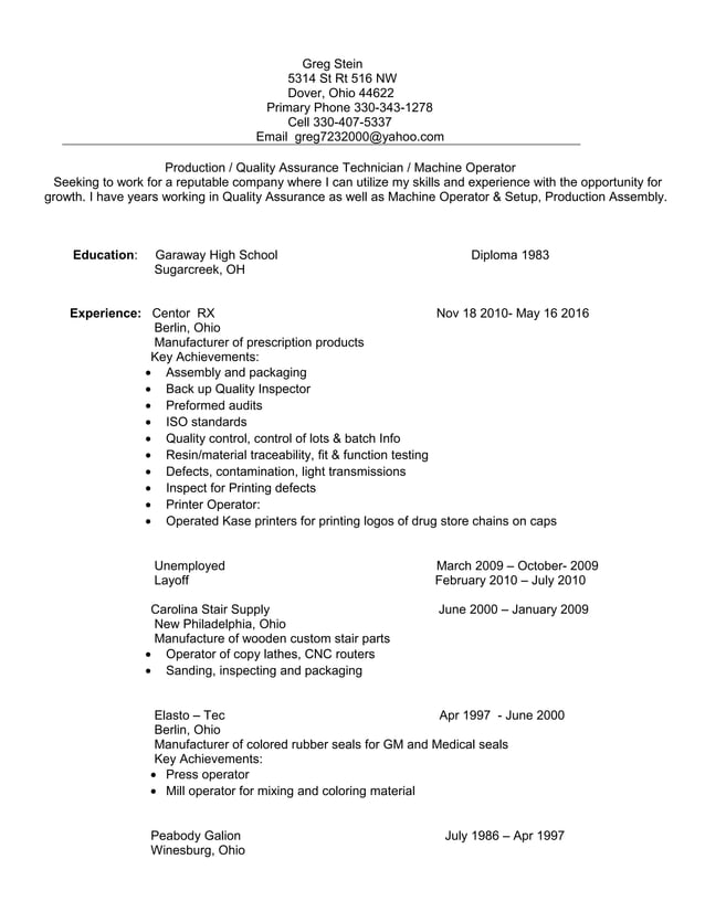 Greg Stein 2 doc RESUME UPDATE - Greg Stein 2 Doc RESUME UPDATE REFORMAT 1 638