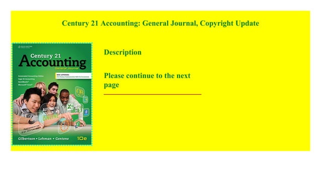 Century 21 Accounting: General Journal, Copyright Update 2018 epub$@@ | PPT