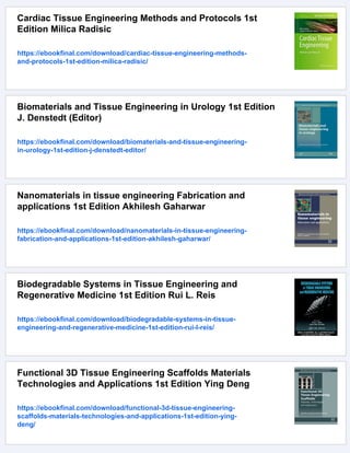 Nanotechnology and Tissue Engineering The Scaffold 1st Edition Cato ...