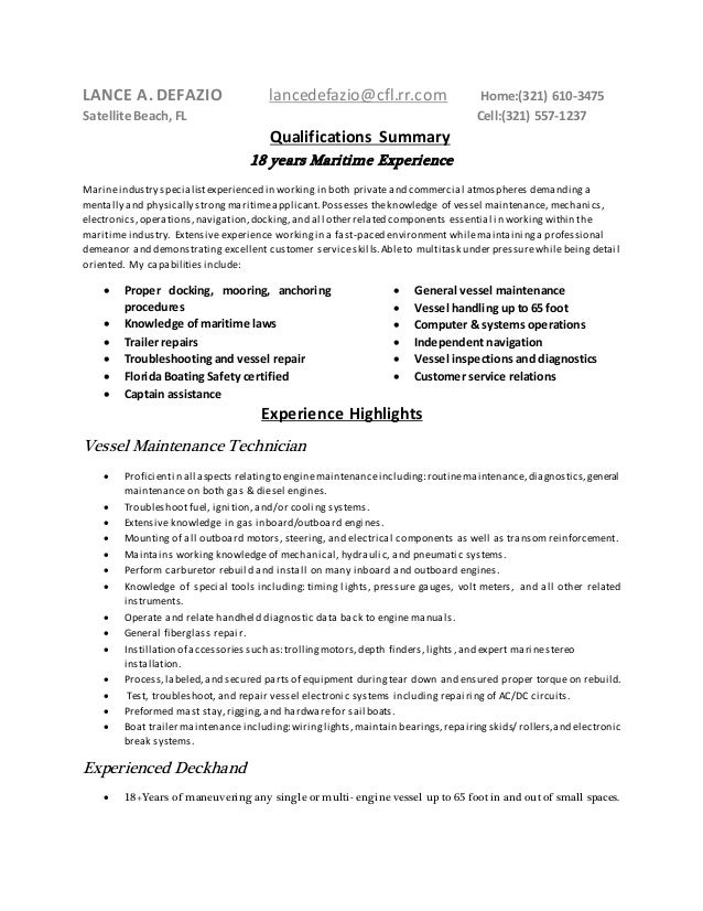 summary qualifications resume example Maritime Resume summary qualifications resume example Maritime Resume