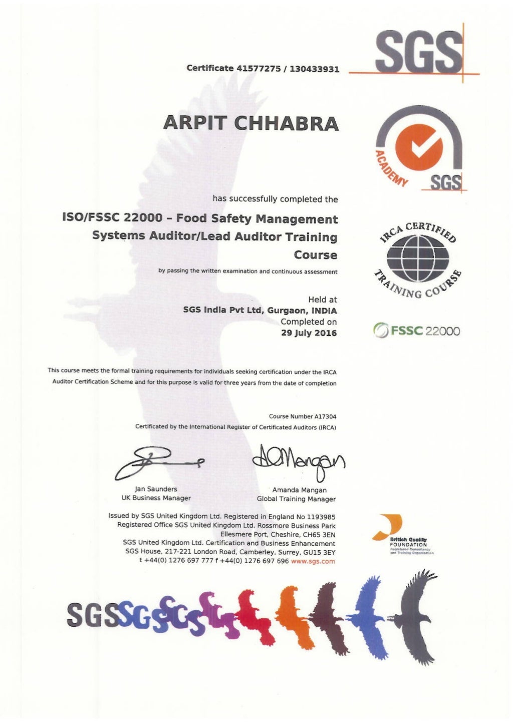 Lead Certificate
