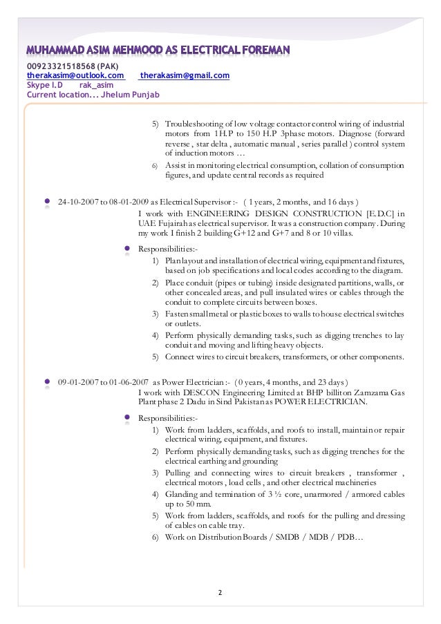 iti electrician resume sample