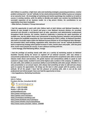 John A. Fallone -Testimonials - 2015