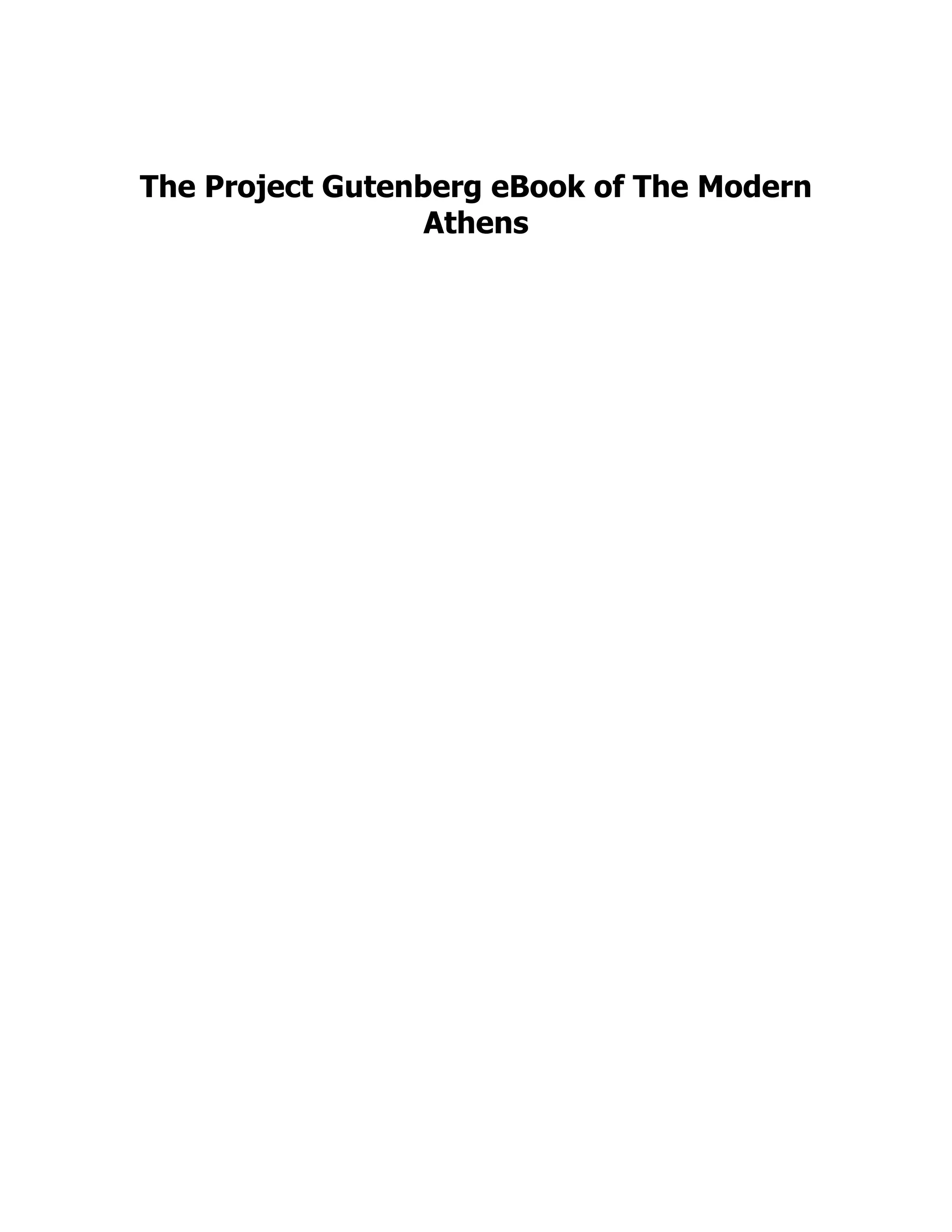 The Project Gutenberg eBook of The Modern
Athens
 