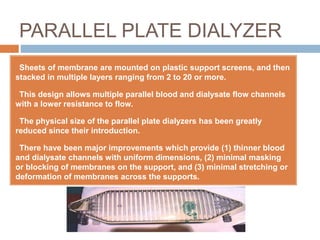 PARALLEL PLATE DIALYZER
Sheets of membrane are mounted on plastic support screens, and then
stacked in multiple layers ra...